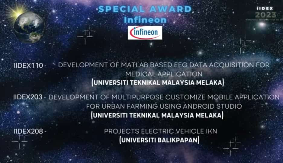 Electric Vehicle IKN Uniba mendapatkan Special Award Infineon & Silver Award pada iIDEX 2023 International Innovation and Design Expo